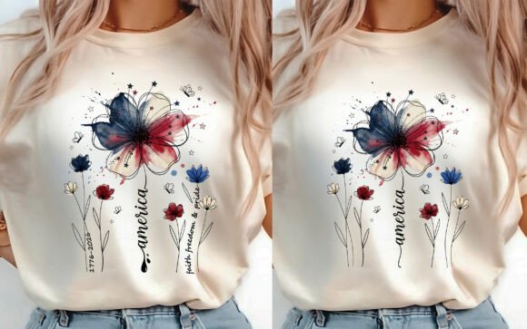 Download Boho Floral USA 250 T-shirt Design 2 PNG - Shirt design Collection